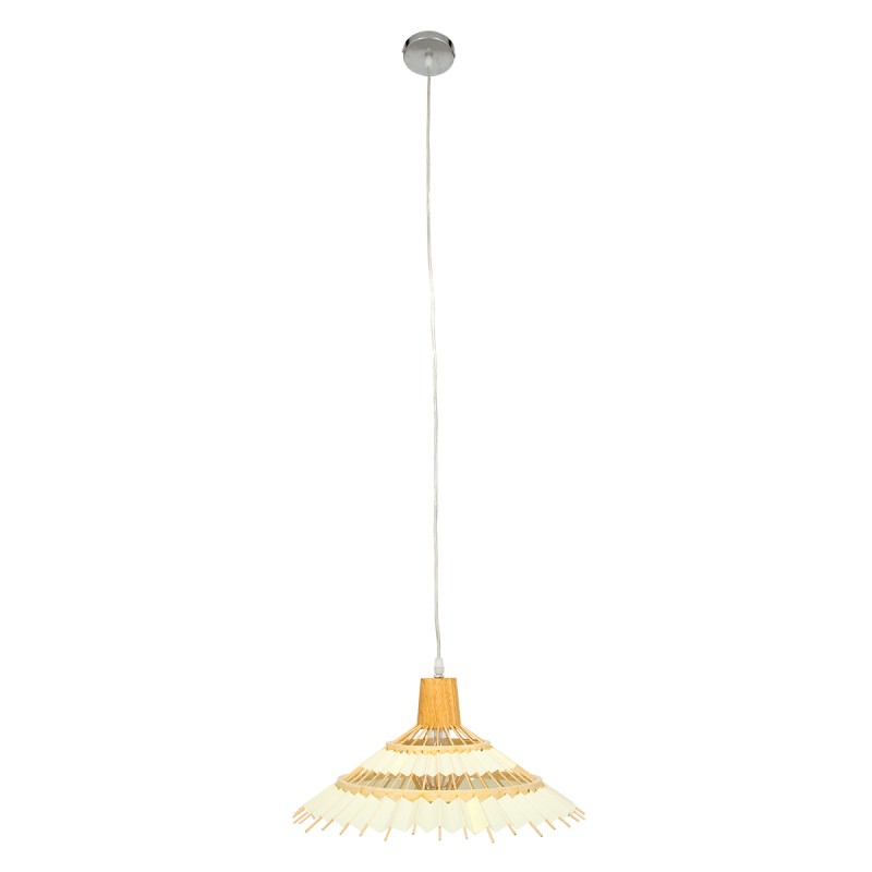 GloboStar® VENTALIA 00897 Boho Κρεμαστό Φωτιστικό Πλέγμα Μονόφωτο 1 x E27 IP20 Μπεζ Ξύλο - Μ40 x Π40 x Y22cm