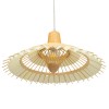 GloboStar® VENTALIA 00897 Boho Κρεμαστό Φωτιστικό Πλέγμα Μονόφωτο 1 x E27 IP20 Μπεζ Ξύλο - Μ40 x Π40 x Y22cm