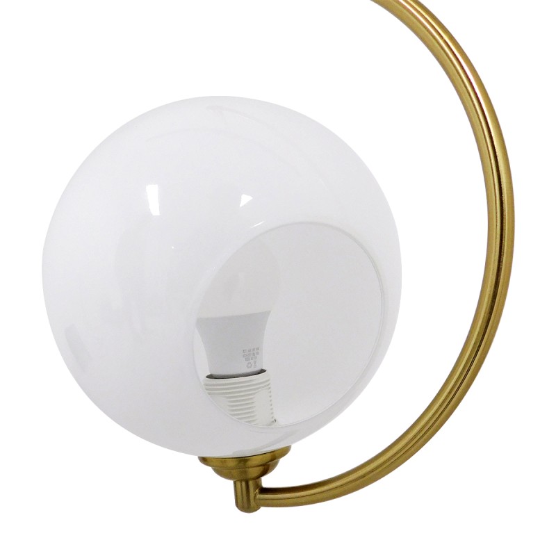 GloboStar® ISLA 00898 Μοντέρνο Φωτιστικό Οροφής Μπάλα Μονόφωτο 1 x E27 IP20 Χρυσό Μέταλλο με Λευκό Γυαλί - Μ20 x Π20 x Υ33cm