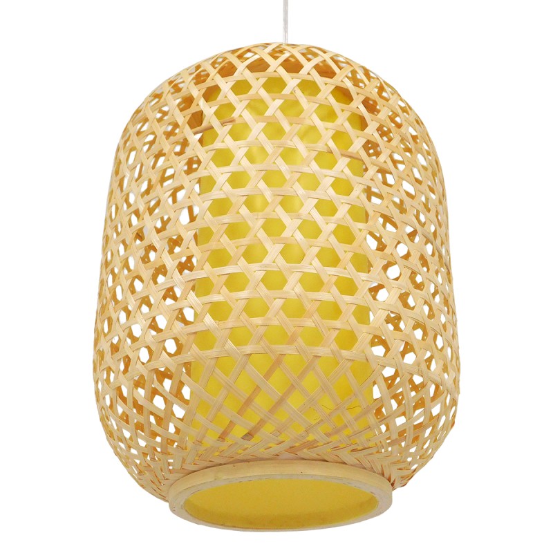 GloboStar® MAURITIUS 00899 Boho Κρεμαστό Φωτιστικό Ανάρτηση Μονόφωτο 1 x E27 IP20 Μπεζ Ξύλο - Μ30 x Π30 x Υ40cm