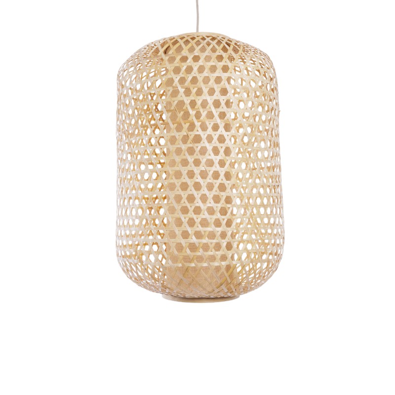 GloboStar® MAURITIUS 00901 Boho Κρεμαστό Φωτιστικό Ανάρτηση Μονόφωτο 1 x E27 IP20 Μπεζ Ξύλο - Μ40 x Π40 x Υ60cm