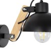 GloboStar® GRANT 00902 Μοντέρνο Επιτοίχιο Φωτιστικό Απλίκα Μονόφωτο 1 x E27 IP20 Μαύρο Μέταλλο με Μπεζ Ξύλο - Μ15 x Π36 x Υ12cm