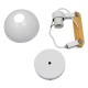GloboStar® GRANT 00903 Μοντέρνο Επιτοίχιο Φωτιστικό Απλίκα Μονόφωτο 1 x E27 IP20 Λευκό Μέταλλο με Μπεζ Ξύλο - Μ15 x Π36 x Υ12cm