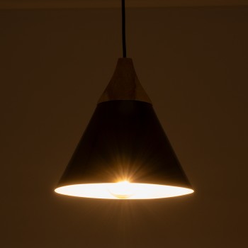 GLOBOSTAR® SHADE 00906 Μοντέρνο Κρεμαστό Φωτιστικό Οροφής με Ντουί 1 x E27 AC 220-240V IP20 - Μαύρο & Μπεζ - Μ23 x Π23 x Υ22cm