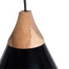 GloboStar® SHADE 00906 Μοντέρνο Κρεμαστό Φωτιστικό Καμπάνα Μονόφωτο 1 x E27 IP20 Μαύρο Μέταλλο με Μπεζ Ξύλο - Μ23 x Π23 x Υ22cm