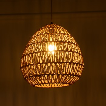 GLOBOSTAR® JJENSON 00911 Boho Κρεμαστό Φωτιστικό Οροφής με Ντουί 1 x E27 AC 220-240V IP20 - Μπεζ - Μ35 x Π35 x Υ35cm