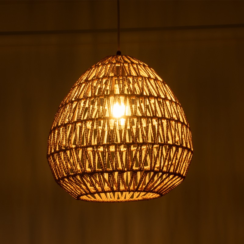 GLOBOSTAR® JJENSON 00911 Boho Κρεμαστό Φωτιστικό Οροφής με Ντουί 1 x E27 AC 220-240V IP20 - Μπεζ - Μ36 x Π36 x Υ30cm