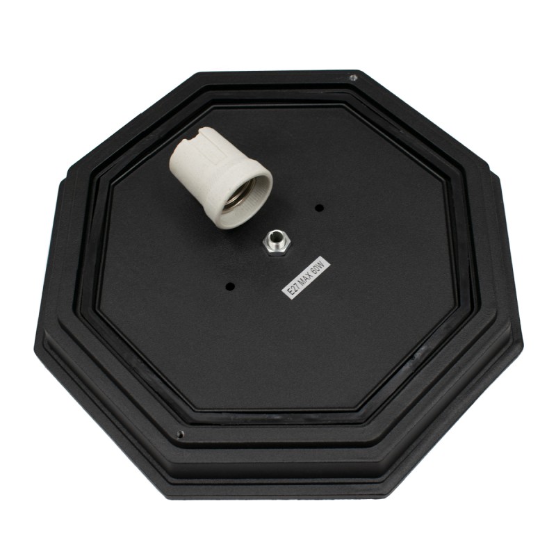 GloboStar® RUBY 00912 Vintage Φωτιστικό Πλαφονιέρα Οροφής Μονόφωτο 1 x E27 IP20 Μαύρο Μέταλλο με Λευκό Γυαλί - Μ27 x Π27 x Υ12cm