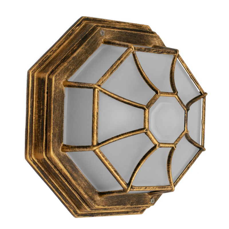 GloboStar® RUBY 00913 Vintage Φωτιστικό Πλαφονιέρα Οροφής Μονόφωτο 1 x E27 IP20 Χάλκινο Μέταλλο με Λευκό Γυαλί - Μ27 x Π27 x Υ12cm