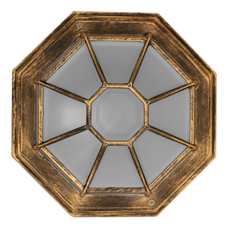 GloboStar® RUBY 00913 Vintage Φωτιστικό Πλαφονιέρα Οροφής Μονόφωτο 1 x E27 IP20 Χάλκινο Μέταλλο με Λευκό Γυαλί - Μ27 x Π27 x Υ12cm