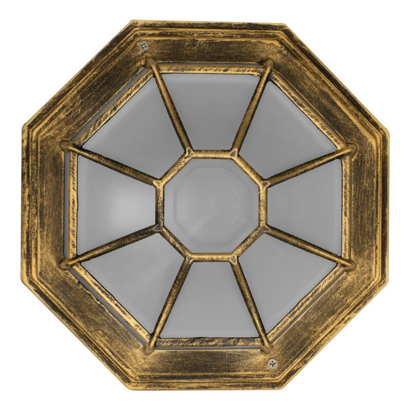 GloboStar® RUBY 00914 Vintage Φωτιστικό Πλαφονιέρα Οροφής Μονόφωτο 1 x E27 IP20 Μπρούτζινο Μέταλλο με Λευκό Γυαλί - Μ27 x Π27 x Υ12cm