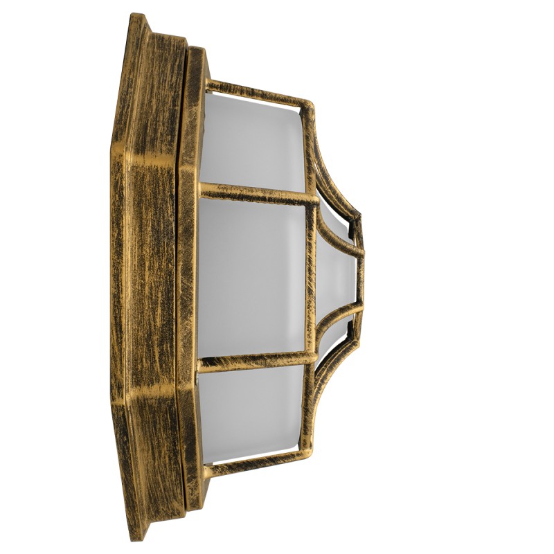 GloboStar® RUBY 00914 Vintage Φωτιστικό Πλαφονιέρα Οροφής Μονόφωτο 1 x E27 IP20 Μπρούτζινο Μέταλλο με Λευκό Γυαλί - Μ27 x Π27 x Υ12cm