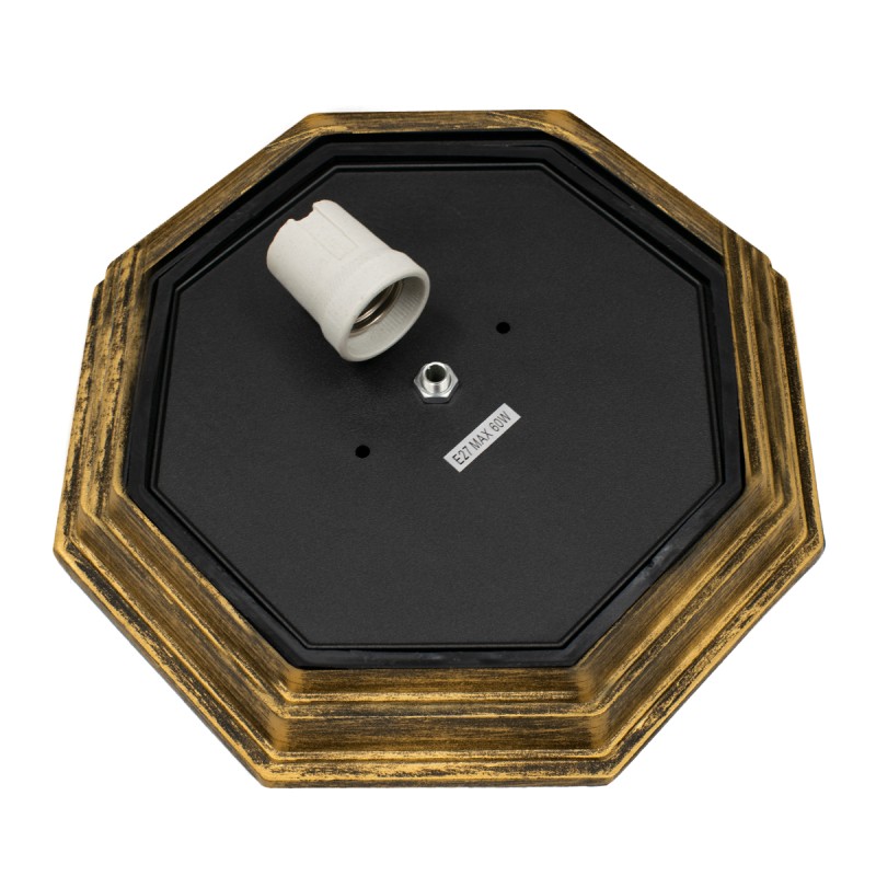 GloboStar® RUBY 00914 Vintage Φωτιστικό Πλαφονιέρα Οροφής Μονόφωτο 1 x E27 IP20 Μπρούτζινο Μέταλλο με Λευκό Γυαλί - Μ27 x Π27 x Υ12cm