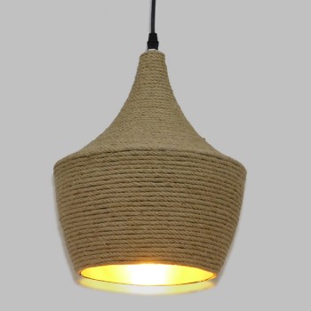 GLOBOSTAR® SHANGHAI ROPE 00916 Boho Κρεμαστό Φωτιστικό Οροφής με Ντουί 1 x E27 AC 220-240V IP20 - Μπεζ - Μ24 x Π24 x Υ30cm