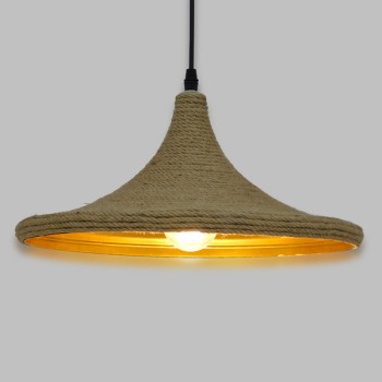 GLOBOSTAR® SHANGHAI ROPE 00917 Boho Κρεμαστό Φωτιστικό Οροφής με Ντουί 1 x E27 AC 220-240V IP20 - Μπεζ - Μ37 x Π37 x Υ20cm