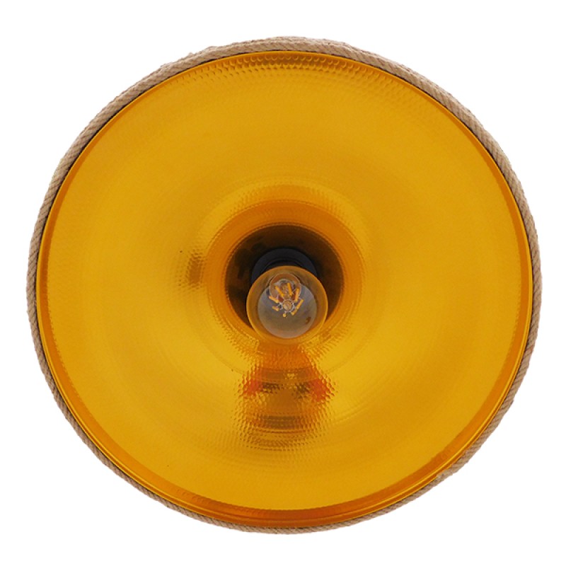 GloboStar® SHANGHAI ROPE 00917 Boho Κρεμαστό Φωτιστικό Καμπάνα Μονόφωτο 1 x E27 IP20 Μπεζ Σχοινί - Μ37 x Π37 x Υ20cm