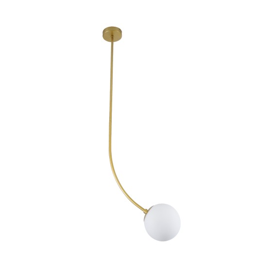 GloboStar® DRIZZLE 00922 Μοντέρνο Φωτιστικό Οροφής Μπάλα Μονόφωτο 1 x E27 IP20 Χρυσό Μέταλλο με Λευκό Γυαλί - Μ15 x Π15 x Υ70cm GloboStar® DRIZZLE 00922 Μοντέρνο Φωτιστικό Οροφής Μπάλα Μονόφωτο 1 x E27 IP20 Χρυσό Μέταλλο με Λευκό Γυαλί - Μ15 x Π15 x Υ70cm