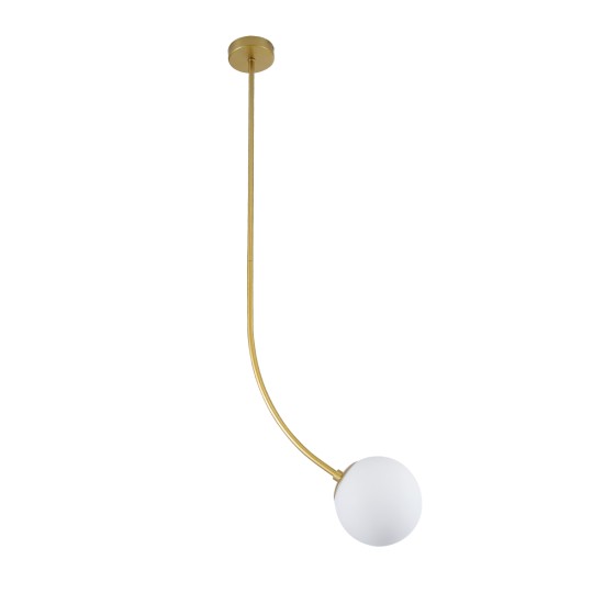 GloboStar® DRIZZLE 00922 Μοντέρνο Φωτιστικό Οροφής Μπάλα Μονόφωτο 1 x E27 IP20 Χρυσό Μέταλλο με Λευκό Γυαλί - Μ15 x Π15 x Υ70cm GloboStar® DRIZZLE 00922 Μοντέρνο Φωτιστικό Οροφής Μπάλα Μονόφωτο 1 x E27 IP20 Χρυσό Μέταλλο με Λευκό Γυαλί - Μ15 x Π15 x Υ70cm