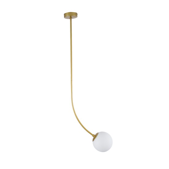 GloboStar® DRIZZLE 00922 Μοντέρνο Φωτιστικό Οροφής Μπάλα Μονόφωτο 1 x E27 IP20 Χρυσό Μέταλλο με Λευκό Γυαλί - Μ15 x Π15 x Υ70cm GloboStar® DRIZZLE 00922 Μοντέρνο Φωτιστικό Οροφής Μπάλα Μονόφωτο 1 x E27 IP20 Χρυσό Μέταλλο με Λευκό Γυαλί - Μ15 x Π15 x Υ70cm