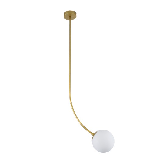 GloboStar® DRIZZLE 00922 Μοντέρνο Φωτιστικό Οροφής Μπάλα Μονόφωτο 1 x E27 IP20 Χρυσό Μέταλλο με Λευκό Γυαλί - Μ15 x Π15 x Υ70cm GloboStar® DRIZZLE 00922 Μοντέρνο Φωτιστικό Οροφής Μπάλα Μονόφωτο 1 x E27 IP20 Χρυσό Μέταλλο με Λευκό Γυαλί - Μ15 x Π15 x Υ70cm