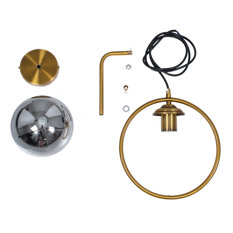 GloboStar® VIENNA 00923 Μοντέρνο Επιτοίχιο Φωτιστικό Απλίκα Μονόφωτο 1 x E27 IP20 Χρυσό Μέταλλο με Ασημί Γυαλί - Μ25 x Π23 x Υ27cm