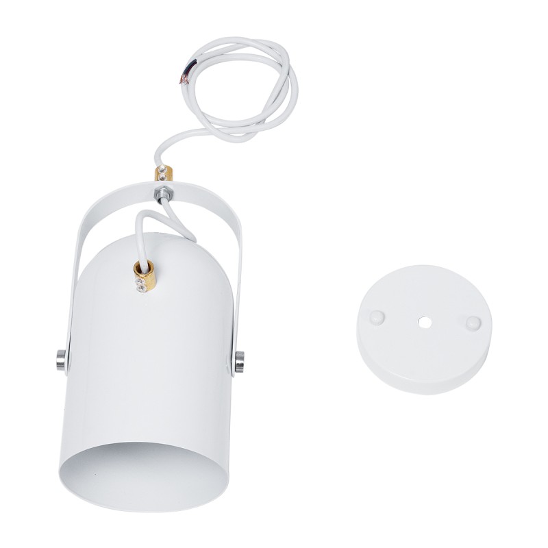 GloboStar® HAZEL 00924 Μοντέρνο Κρεμαστό Φωτιστικό Ανάρτηση Μονόφωτο 1 x E27 IP20 Λευκό & Χρυσό Μέταλλο - Μ12 x Π12 x Υ27cm