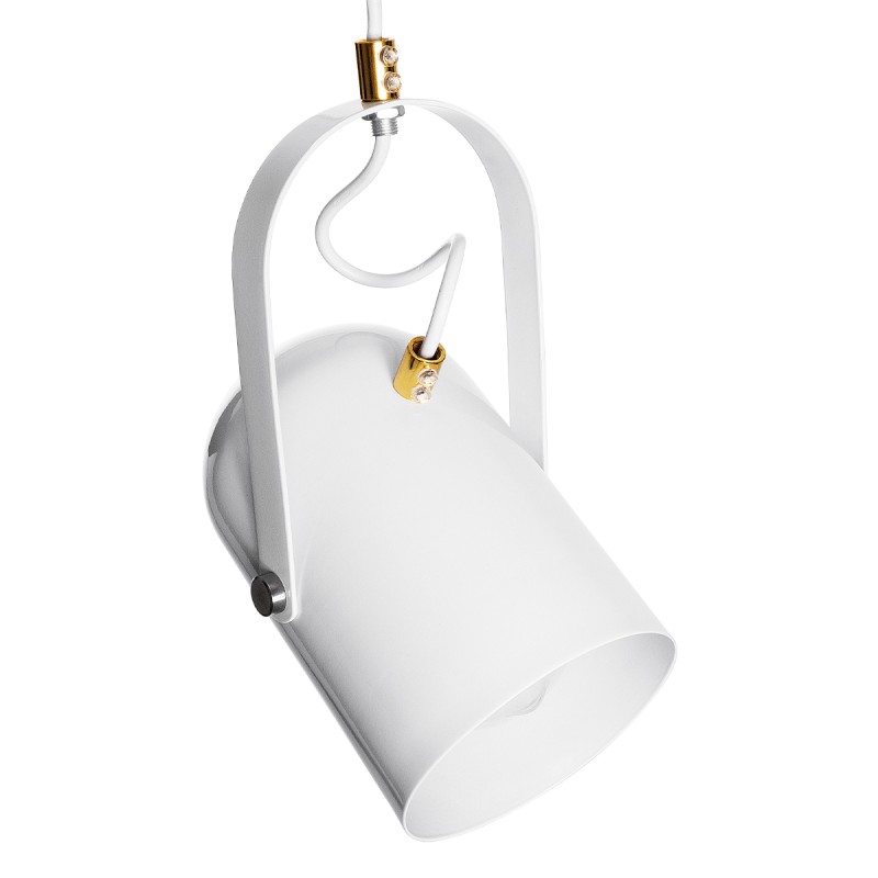 GloboStar® HAZEL 00924 Μοντέρνο Κρεμαστό Φωτιστικό Ανάρτηση Μονόφωτο 1 x E27 IP20 Λευκό & Χρυσό Μέταλλο - Μ12 x Π12 x Υ27cm