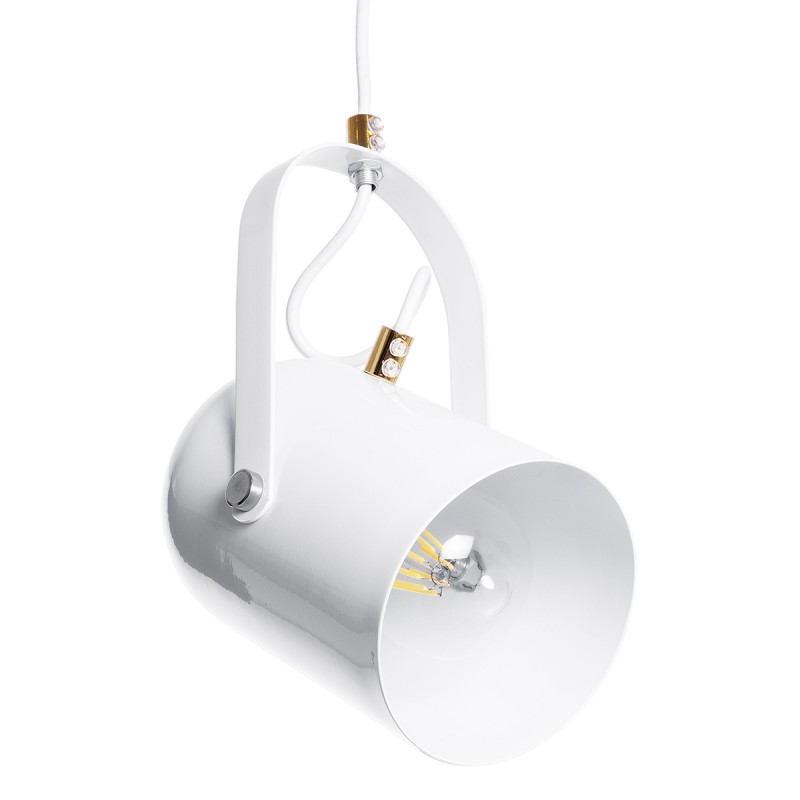 GloboStar® HAZEL 00924 Μοντέρνο Κρεμαστό Φωτιστικό Ανάρτηση Μονόφωτο 1 x E27 IP20 Λευκό & Χρυσό Μέταλλο - Μ12 x Π12 x Υ27cm