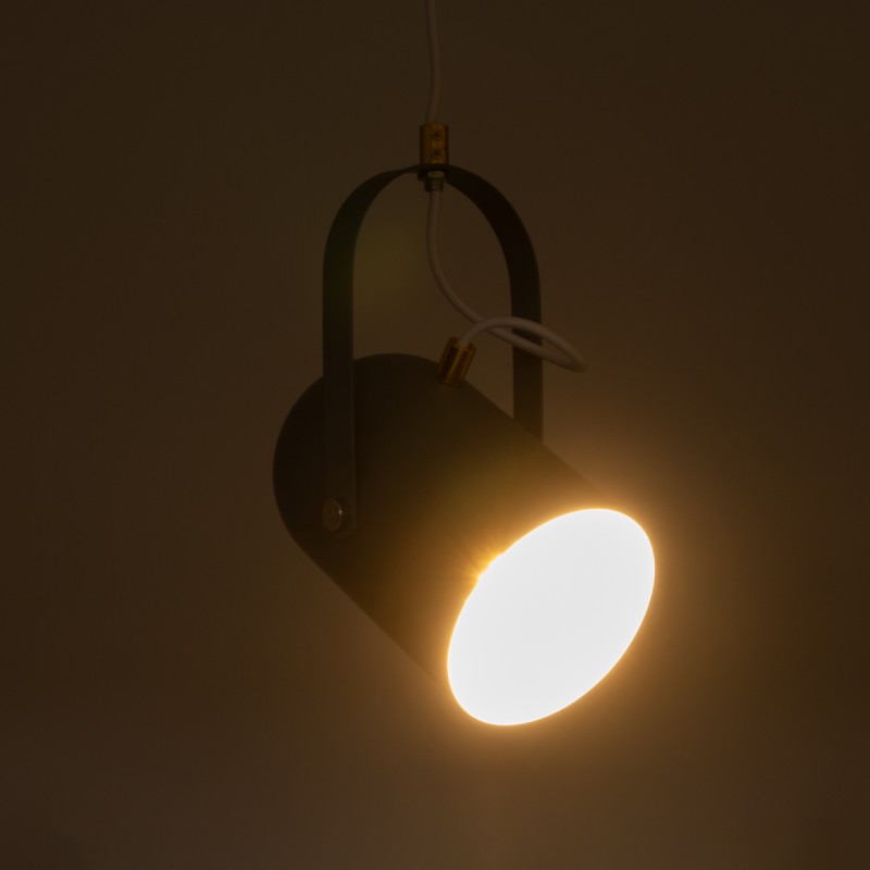 GloboStar® HAZEL 00925 Μοντέρνο Κρεμαστό Φωτιστικό Ανάρτηση Μονόφωτο 1 x E27 IP20 Γκρι, Λευκό & Χρυσό Μέταλλο - Μ12 x Π12 x Υ27cm