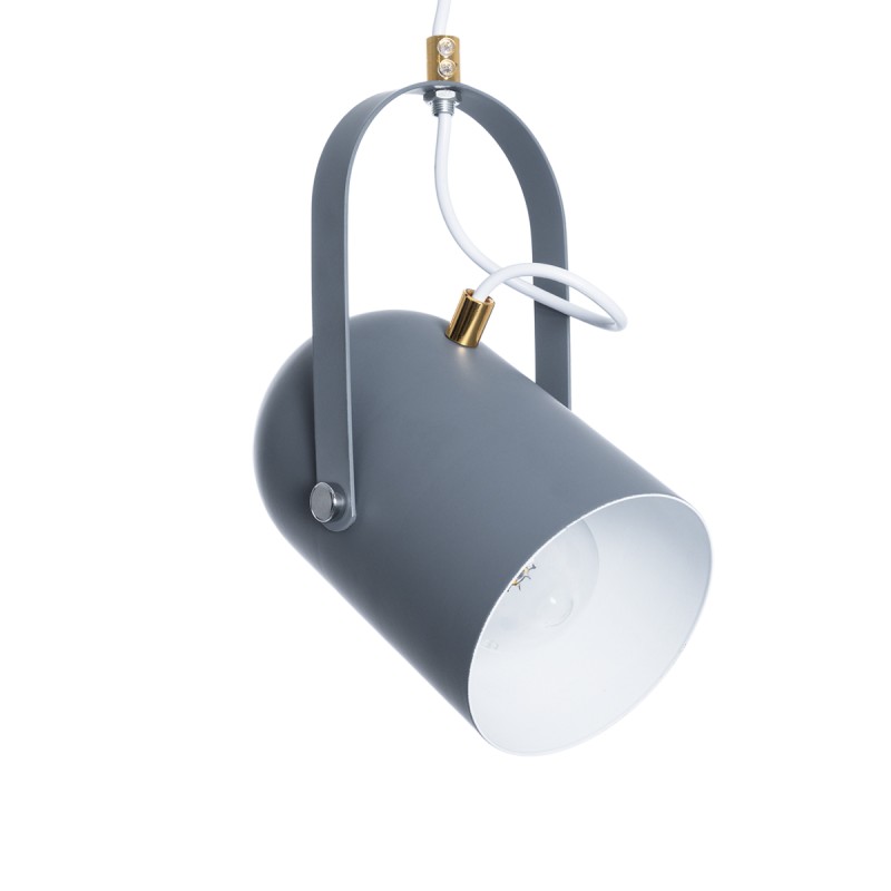 GloboStar® HAZEL 00925 Μοντέρνο Κρεμαστό Φωτιστικό Ανάρτηση Μονόφωτο 1 x E27 IP20 Γκρι, Λευκό & Χρυσό Μέταλλο - Μ12 x Π12 x Υ27cm