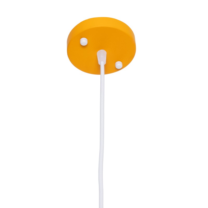 GloboStar® HAZEL 00926 Μοντέρνο Κρεμαστό Φωτιστικό Ανάρτηση Μονόφωτο 1 x E27 IP20 Πορτοκαλί, Λευκό & Χρυσό Μέταλλο - Μ12 x Π12 x Υ27cm