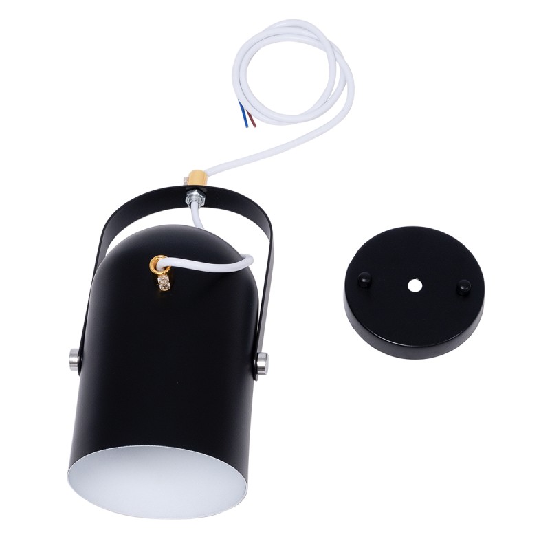 GloboStar® HAZEL 00930 Μοντέρνο Κρεμαστό Φωτιστικό Ανάρτηση Μονόφωτο 1 x E27 IP20 Μαύρο, Άσπρο & Χρυσό Μέταλλο - Μ12 x Π12 x Υ27cm