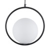 GloboStar® MADRID 00931 Μοντέρνο Κρεμαστό Φωτιστικό Μπάλα Μονόφωτο 1 x E27 IP20 Μαύρο Μέταλλο με Λευκό Γυαλί - Μ30 x Π20 x Υ30cm