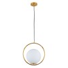 GloboStar® MADRID 00932 Μοντέρνο Κρεμαστό Φωτιστικό Μπάλα Μονόφωτο 1 x E27 IP20 Χρυσό Μέταλλο με Λευκό Γυαλί - Μ30 x Π20 x Υ30cm