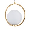 GloboStar® MADRID 00932 Μοντέρνο Κρεμαστό Φωτιστικό Μπάλα Μονόφωτο 1 x E27 IP20 Χρυσό Μέταλλο με Λευκό Γυαλί - Μ30 x Π20 x Υ30cm