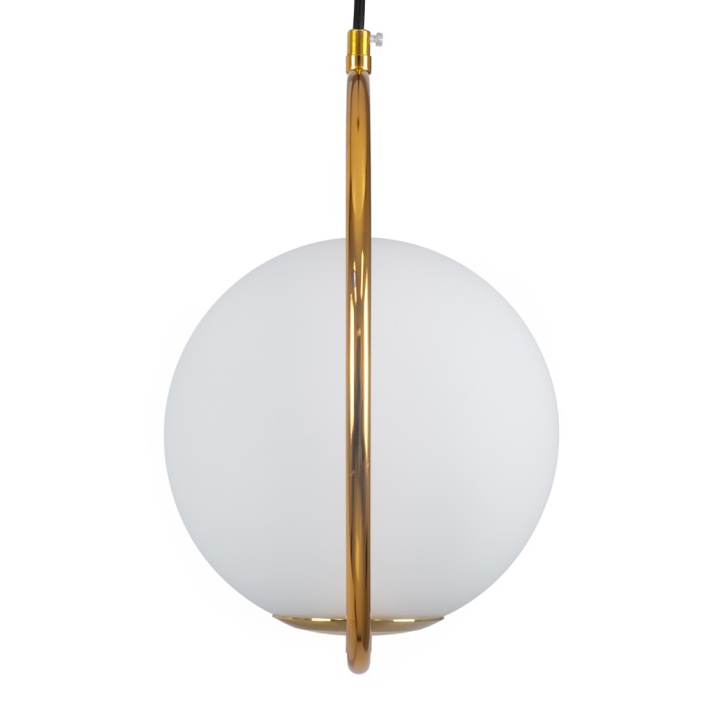 GloboStar® MADRID 00932 Μοντέρνο Κρεμαστό Φωτιστικό Μπάλα Μονόφωτο 1 x E27 IP20 Χρυσό Μέταλλο με Λευκό Γυαλί - Μ30 x Π20 x Υ30cm