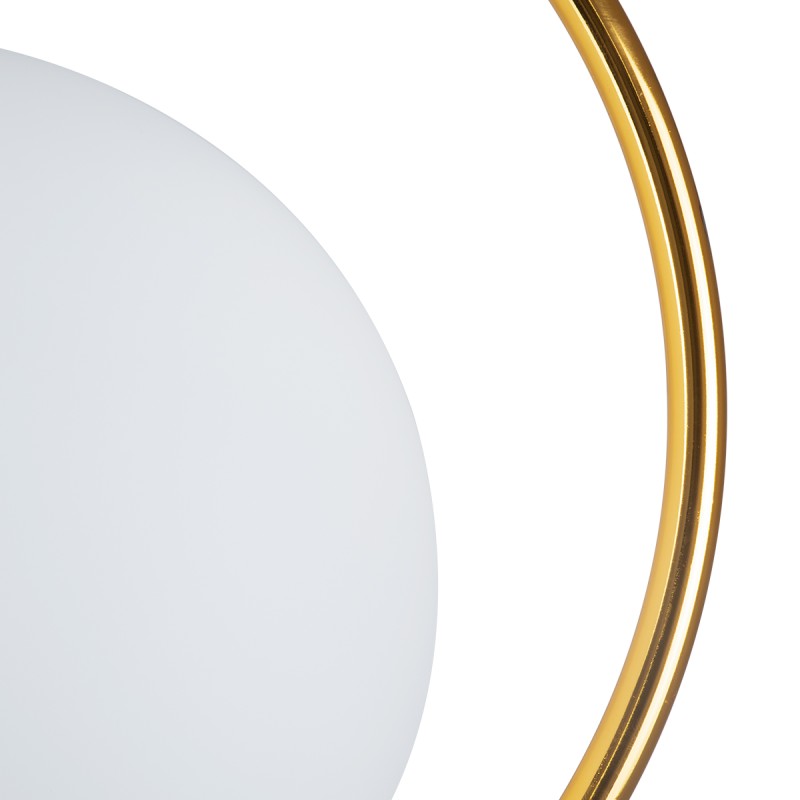 GloboStar® MADRID 00932 Μοντέρνο Κρεμαστό Φωτιστικό Μπάλα Μονόφωτο 1 x E27 IP20 Χρυσό Μέταλλο με Λευκό Γυαλί - Μ30 x Π20 x Υ30cm