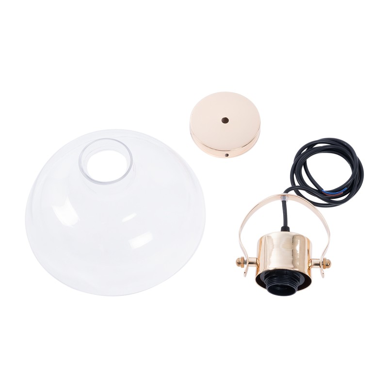 GloboStar® JAVER 00933 Vintage Κρεμαστό Φωτιστικό Καμπάνα Μονόφωτο 1 x E27 IP20 Διάφανο Γυαλί με Χάλκινο Μέταλλο - Μ24.5 x Π24.5 x Υ25cm