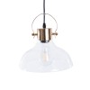 GloboStar® JAVER 00933 Vintage Κρεμαστό Φωτιστικό Καμπάνα Μονόφωτο 1 x E27 IP20 Διάφανο Γυαλί με Χάλκινο Μέταλλο - Μ24.5 x Π24.5 x Υ25cm
