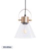 GloboStar® JAVER 00935 Vintage Κρεμαστό Φωτιστικό Καμπάνα Μονόφωτο 1 x E27 IP20 Διάφανο Γυαλί με Χάλκινο Μέταλλο - Μ19 x Π19 x Υ25cm
