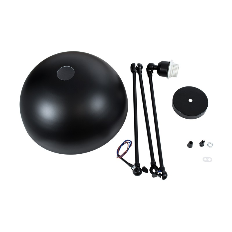 GloboStar® LOTUS 00939 Μοντέρνο Φωτιστικό Οροφής Καμπάνα Μονόφωτο 1 x E27 IP20 Μαύρο & Λευκό Μέταλλο - Μ30 x Π30 x Υ21cm