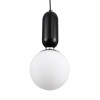 GloboStar® MAVERICK 00945 Μοντέρνο Κρεμαστό Φωτιστικό Μπάλα Μονόφωτο 1 x E27 IP20 Μαύρο Μέταλλο με Λευκό Γυαλί - Μ15 x Π15 x Υ33cm
