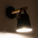 GloboStar® AMY 00947 Μοντέρνο Επιτοίχιο Φωτιστικό Απλίκα Μονόφωτο 1 x E27 IP20 Μαύρο Μέταλλο, Μπεζ Ξύλο με Καφέ Δέρμα - Μ13 x Π22 x Υ25.5cm