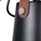 GloboStar® AMY 00947 Μοντέρνο Επιτοίχιο Φωτιστικό Απλίκα Μονόφωτο 1 x E27 IP20 Μαύρο Μέταλλο, Μπεζ Ξύλο με Καφέ Δέρμα - Μ13 x Π22 x Υ25.5cm