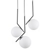 GloboStar® MONROE 00952 Μοντέρνο Κρεμαστό Φωτιστικό Μπάλα Τρίφωτο 3 x E27 IP20 Μαύρο Μέταλλο με Λευκό Γυαλί - Μ60 x Π60 x Υ50cm
