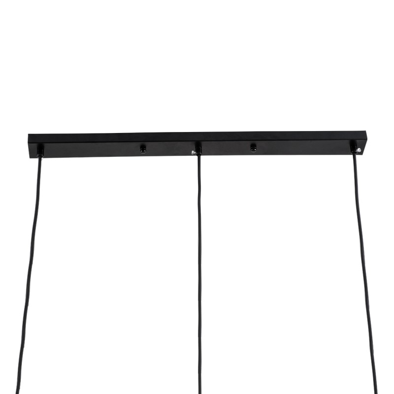 GloboStar® MONROE 00954 Μοντέρνο Κρεμαστό Φωτιστικό Ράγα Τρίφωτο 3 x E27 IP20 Μαύρο Μέταλλο με Λευκό Γυαλί - Μ74 x Π25 x Υ50cm