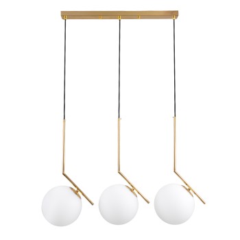 GLOBOSTAR® MONROE 00955 Μοντέρνο Κρεμαστό Φωτιστικό Οροφής με Ντουί 3 x E27 AC 220-240V IP20 - Χρυσό & Λευκό - Μ74 x Π25 x Υ50cm