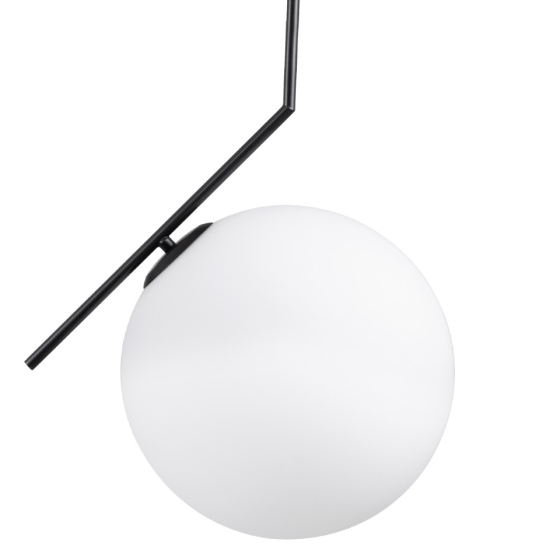 GloboStar® MONROE 00957 Μοντέρνο Κρεμαστό Φωτιστικό Μπάλα Μονόφωτο 1 x E27 IP20 Μαύρο Μέταλλο με Λευκό Γυαλί - Μ30 x Π30 x Υ75cm