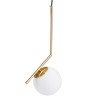 GloboStar® MONROE 00958 Μοντέρνο Κρεμαστό Φωτιστικό Μπάλα Μονόφωτο 1 x E27 IP20 Χρυσό Μέταλλο με Λευκό Γυαλί - Μ15 x Π15 x Υ49cm