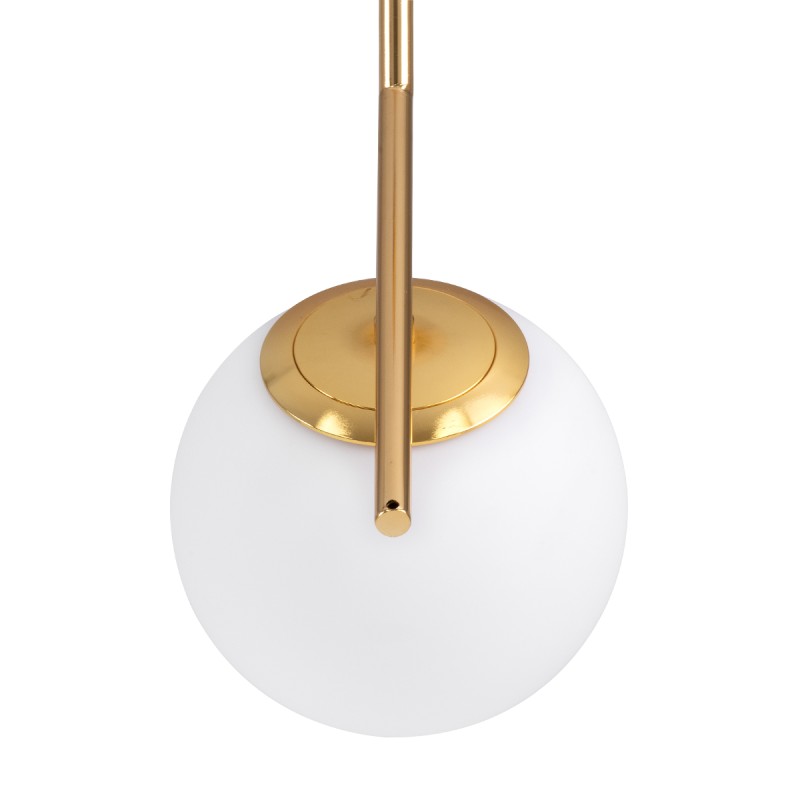 GloboStar® MONROE 00958 Μοντέρνο Κρεμαστό Φωτιστικό Μπάλα Μονόφωτο 1 x E27 IP20 Χρυσό Μέταλλο με Λευκό Γυαλί - Μ15 x Π15 x Υ49cm